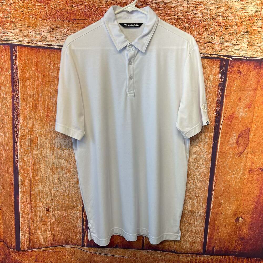 TravisMathew Men's White Performance Golf Polo Shirt with Lexus Logo Sz L